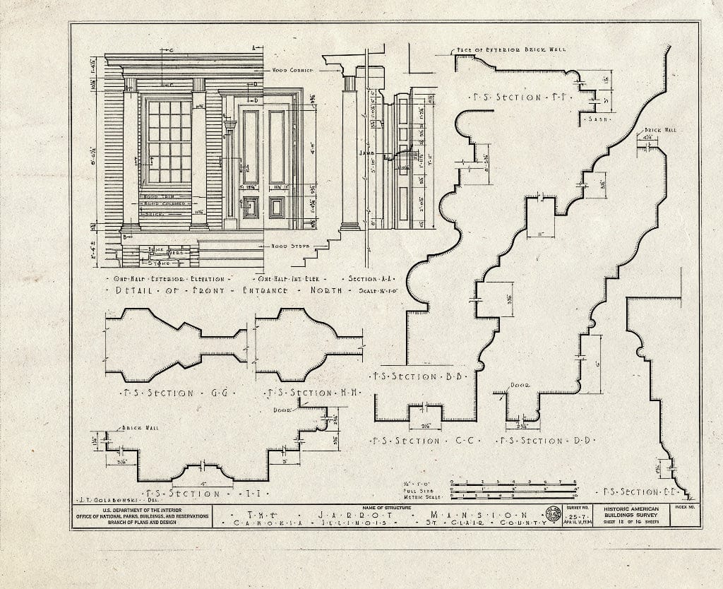 Blueprint HABS Ill,82-CAHO,2- (Sheet 12 of 16) - Nicholas Jarrot Mansion, State Route 157, Cahokia, St. Clair County, IL