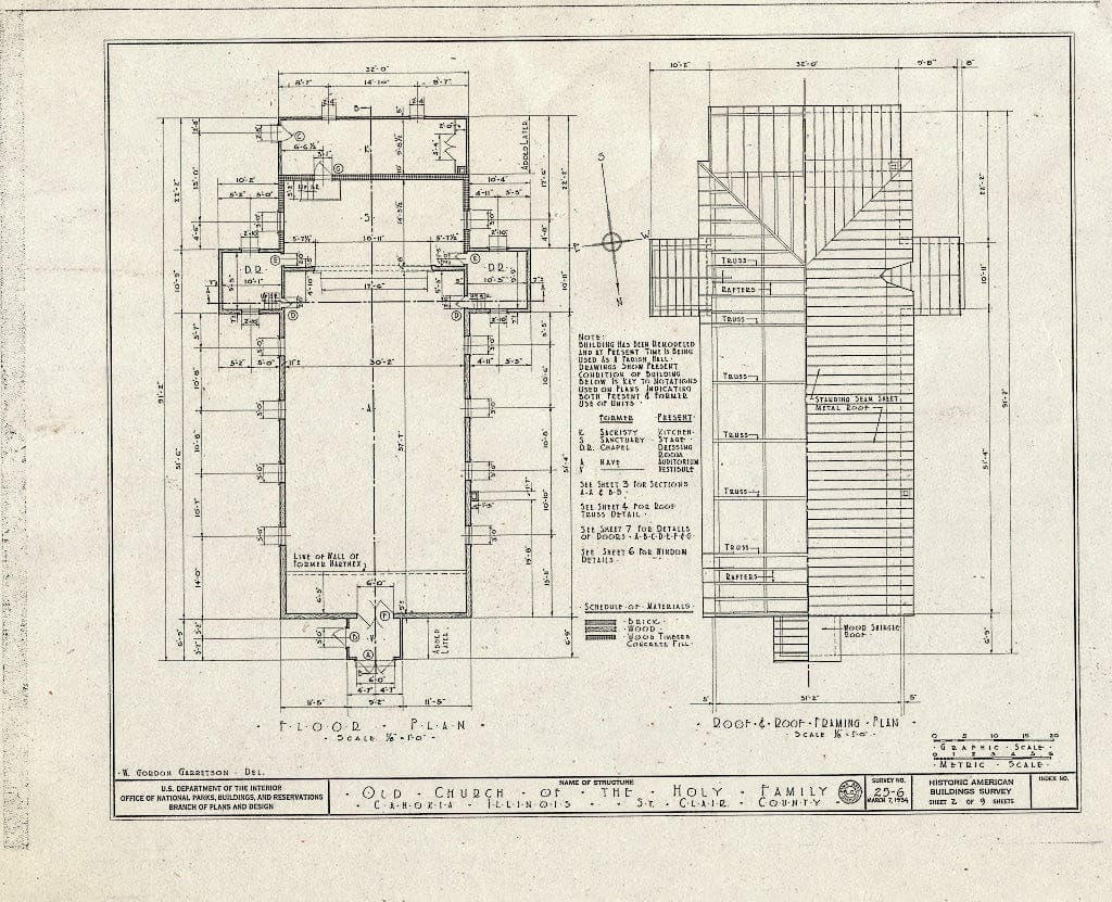 Blueprint HABS Ill,82-CAHO,1- (Sheet 2 of 9) - Church of The Holy Family, State Route 157, Cahokia, St. Clair County, IL