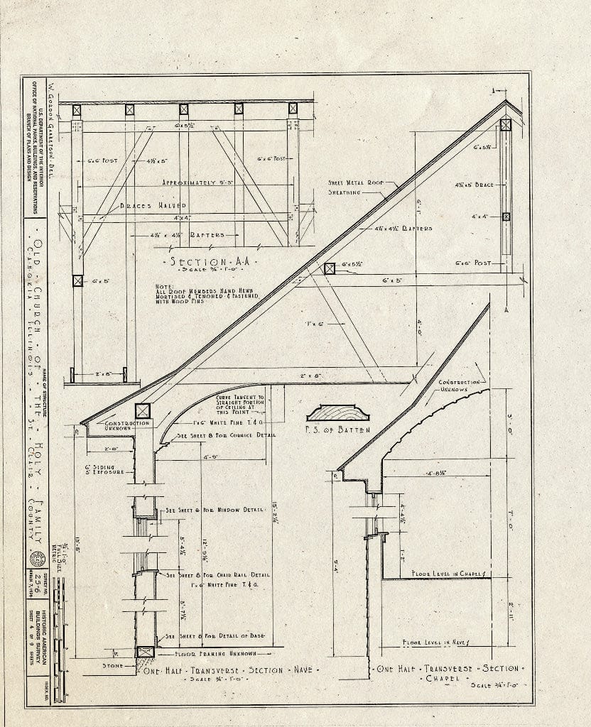 Blueprint HABS Ill,82-CAHO,1- (Sheet 4 of 9) - Church of The Holy Family, State Route 157, Cahokia, St. Clair County, IL