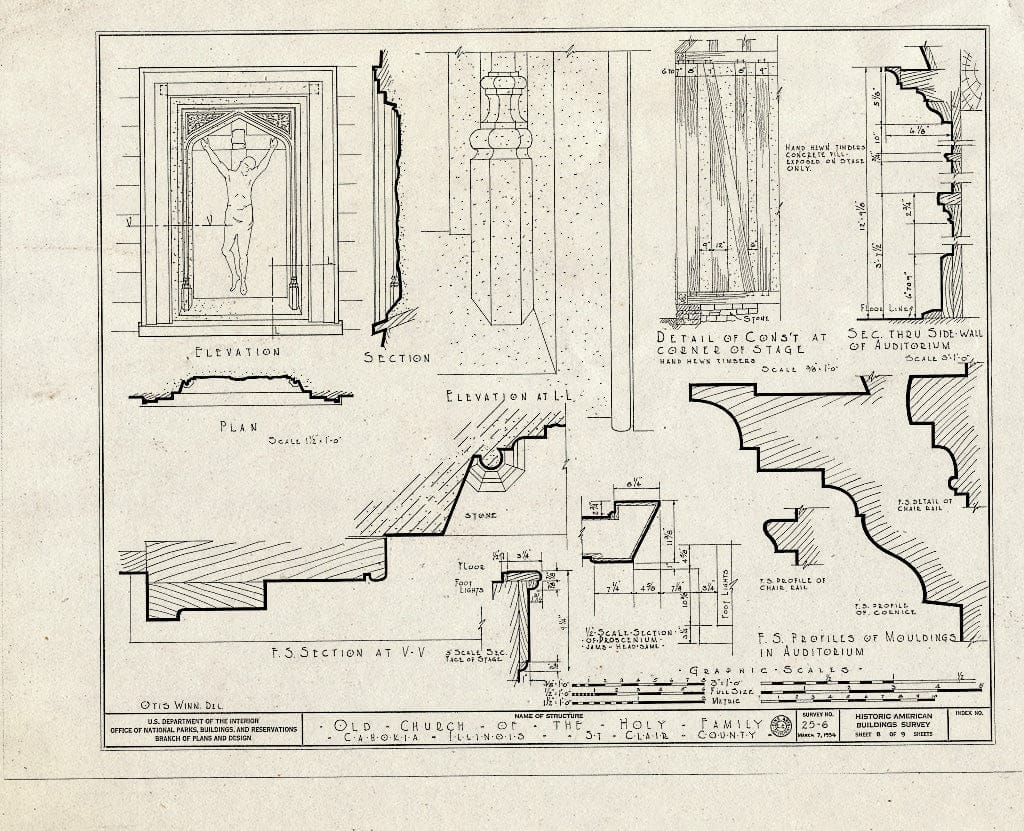 Blueprint HABS Ill,82-CAHO,1- (Sheet 8 of 9) - Church of The Holy Family, State Route 157, Cahokia, St. Clair County, IL
