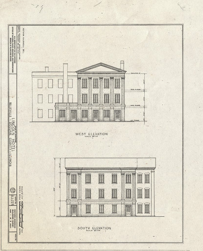 Blueprint HABS Ill,82-BELVI,1- (Sheet 1 of 5) - Lincoln Hotel, North High & East A Streets, Belleville, St. Clair County, IL