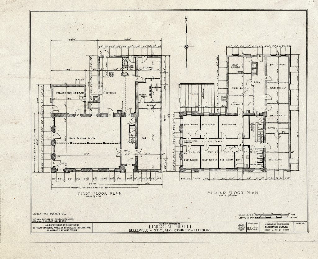 Blueprint HABS Ill,82-BELVI,1- (Sheet 2 of 5) - Lincoln Hotel, North High & East A Streets, Belleville, St. Clair County, IL