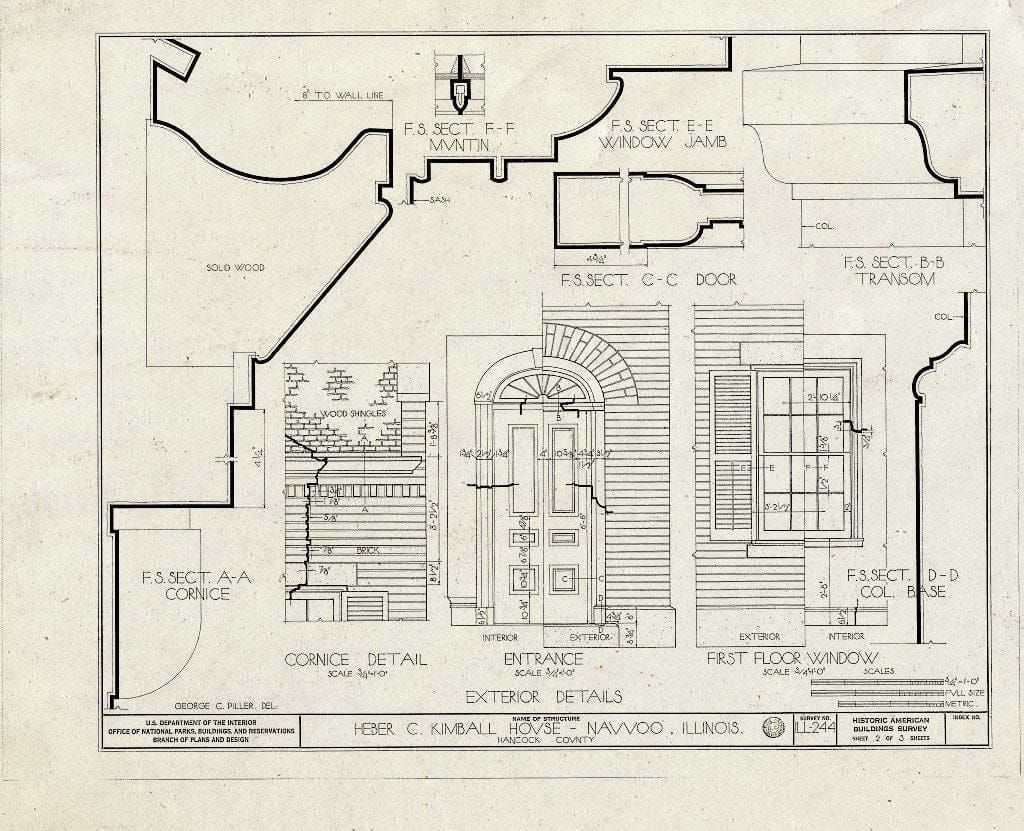 Blueprint HABS Ill,34-NAU,5- (Sheet 2 of 3) - Heber C. Kimball House, Ninth & Munson Streets, Nauvoo, Hancock County, IL