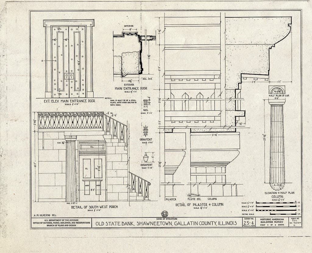 Blueprint HABS Ill,30-SHAWT,2- (Sheet 5 of 6) - Old State Bank, Main Street & Route 13, Shawneetown, Gallatin County, IL