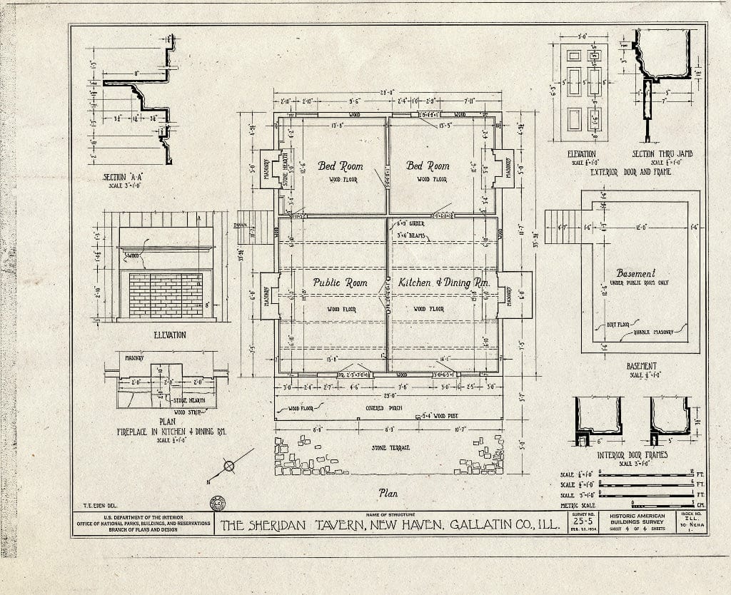 Blueprint HABS Ill,30-NEHA,1- (Sheet 4 of 4) - Sheridan Tavern, 33 Mill Street, New Haven, Gallatin County, IL
