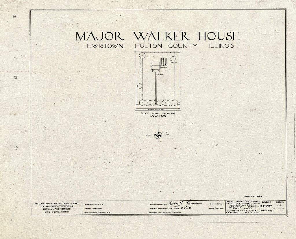 Blueprint HABS Ill,29-LEWTO,1- (Sheet 0 of 2) - Major Newton Walker House, Main Street, Lewistown, Fulton County, IL