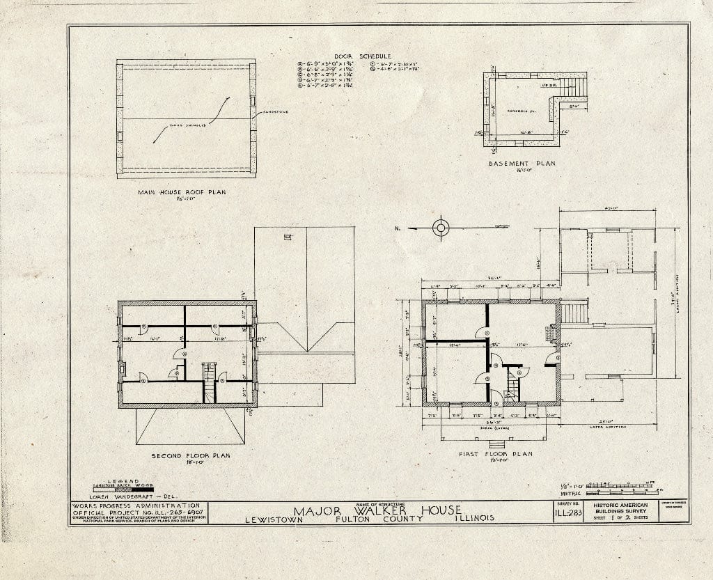Blueprint HABS Ill,29-LEWTO,1- (Sheet 1 of 2) - Major Newton Walker House, Main Street, Lewistown, Fulton County, IL