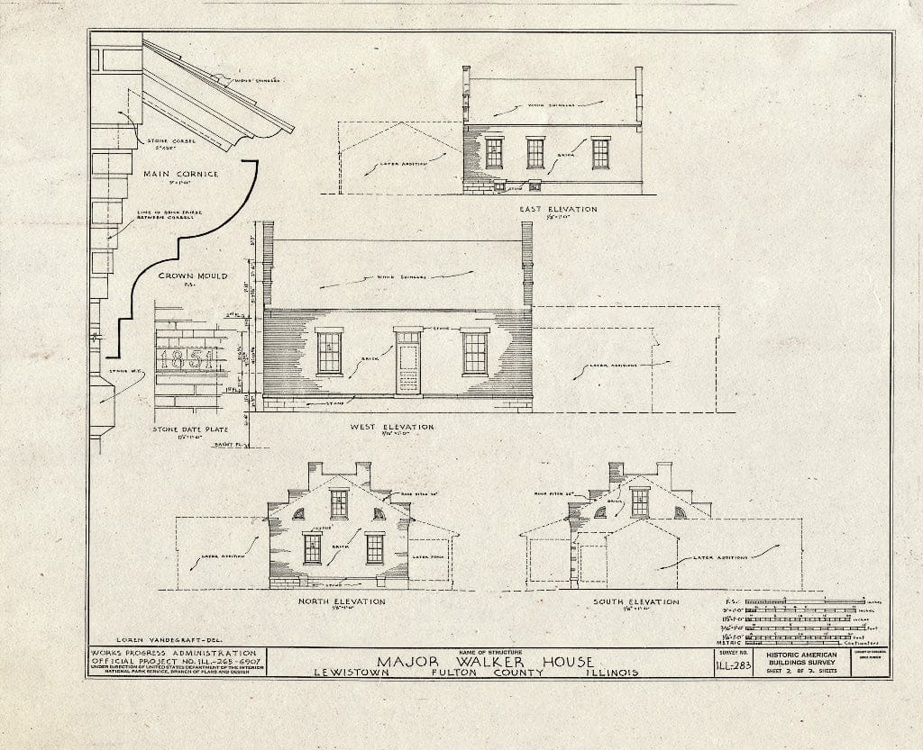 Blueprint HABS Ill,29-LEWTO,1- (Sheet 2 of 2) - Major Newton Walker House, Main Street, Lewistown, Fulton County, IL