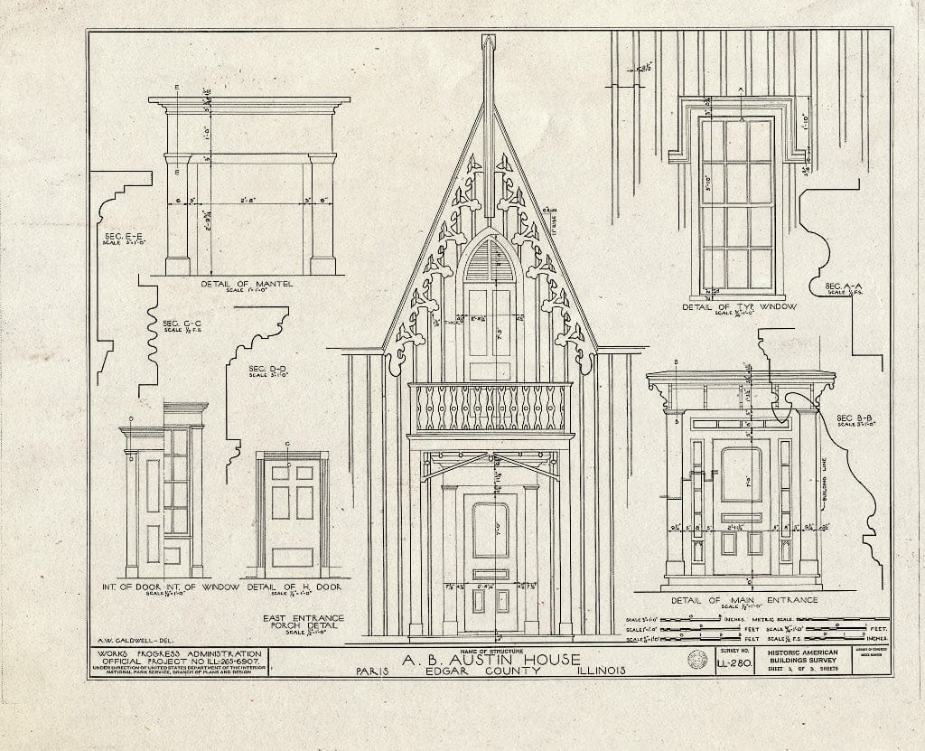 Blueprint HABS Ill,23-PAR,1- (Sheet 3 of 3) - A. B. Austin House, 501 Jefferson Avenue, Paris, Edgar County, IL