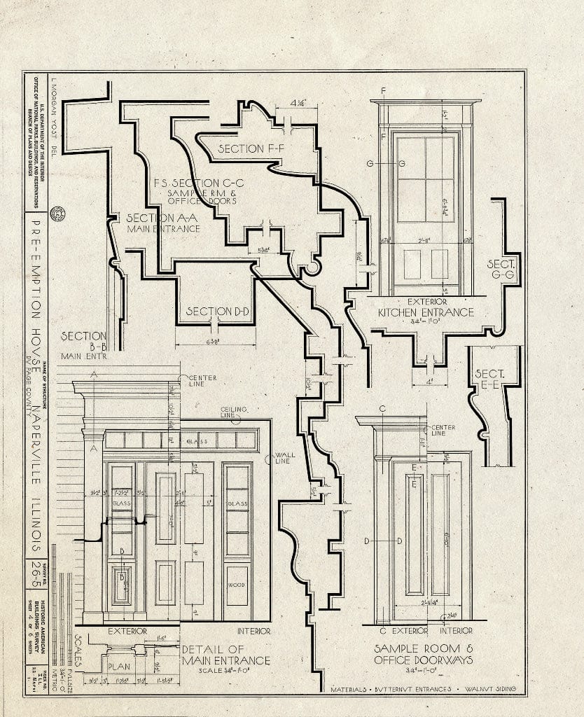 Blueprint HABS Ill,22-NAPVI,1- (Sheet 4 of 6) - Pre-Emption House, Chicago Avenue & Main Street, Naperville, Du Page County, IL