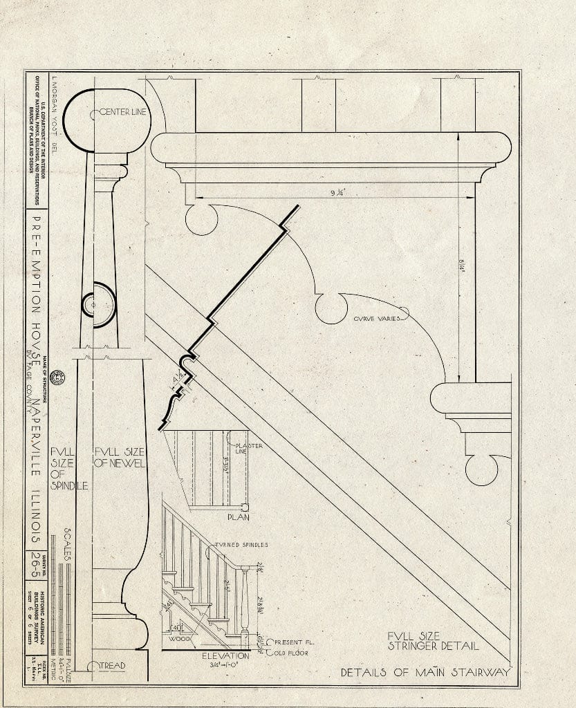 Blueprint HABS Ill,22-NAPVI,1- (Sheet 6 of 6) - Pre-Emption House, Chicago Avenue & Main Street, Naperville, Du Page County, IL