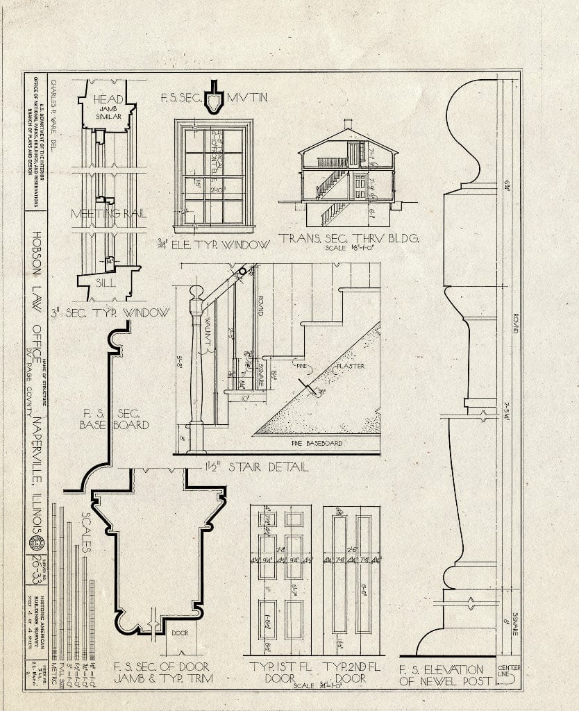 Blueprint HABS Ill,22-NAPVI,2- (Sheet 4 of 4) - Hobson Law Office, 215 South Main Street, Naperville, Du Page County, IL