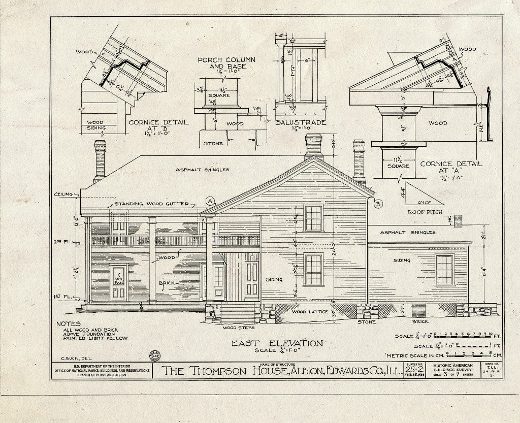 Blueprint HABS Ill,24-ALBI,2- (Sheet 3 of 7) - Frank B. Thompson House, State Route 130, Albion, Edwards County, IL