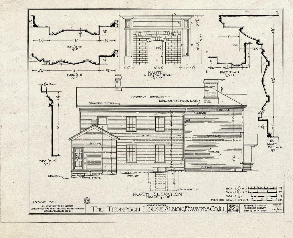 Blueprint HABS Ill,24-ALBI,2- (Sheet 4 of 7) - Frank B. Thompson House, State Route 130, Albion, Edwards County, IL