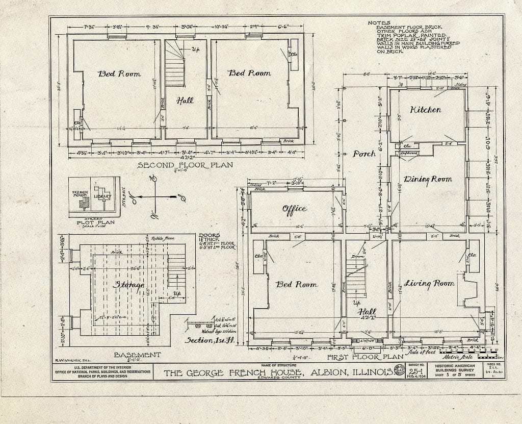 Blueprint HABS Ill,24-ALBI,1- (Sheet 5 of 5) - George French House, State Route 130, Albion, Edwards County, IL