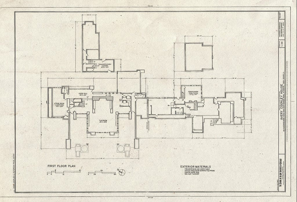 Blueprint HABS Ill,16-RIVSI,2- (Sheet 3 of 17) - Avery Coonley House, 300 Scottswood Road, 281 Bloomingbank Road, Riverside, Cook County, IL