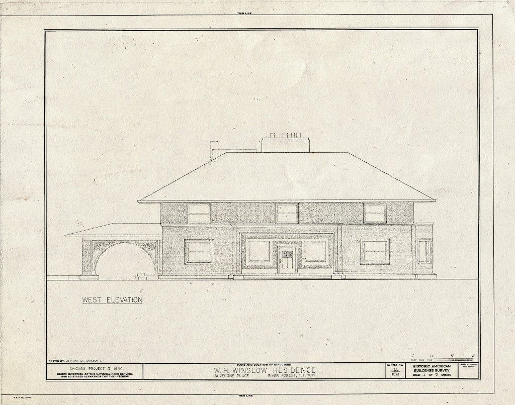 Blueprint HABS Ill,16-RIVFO,1- (Sheet 4 of 5) - William H. Winslow House, Auvergne Place, River Forest, Cook County, IL