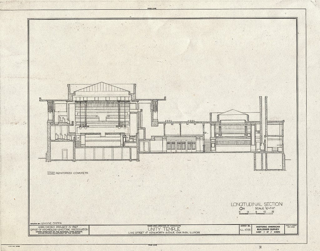 Blueprint HABS Ill,16-OAKPA,3- (Sheet 7 of 7) - Unity Temple, 875 Lake Street, Oak Park, Cook County, IL