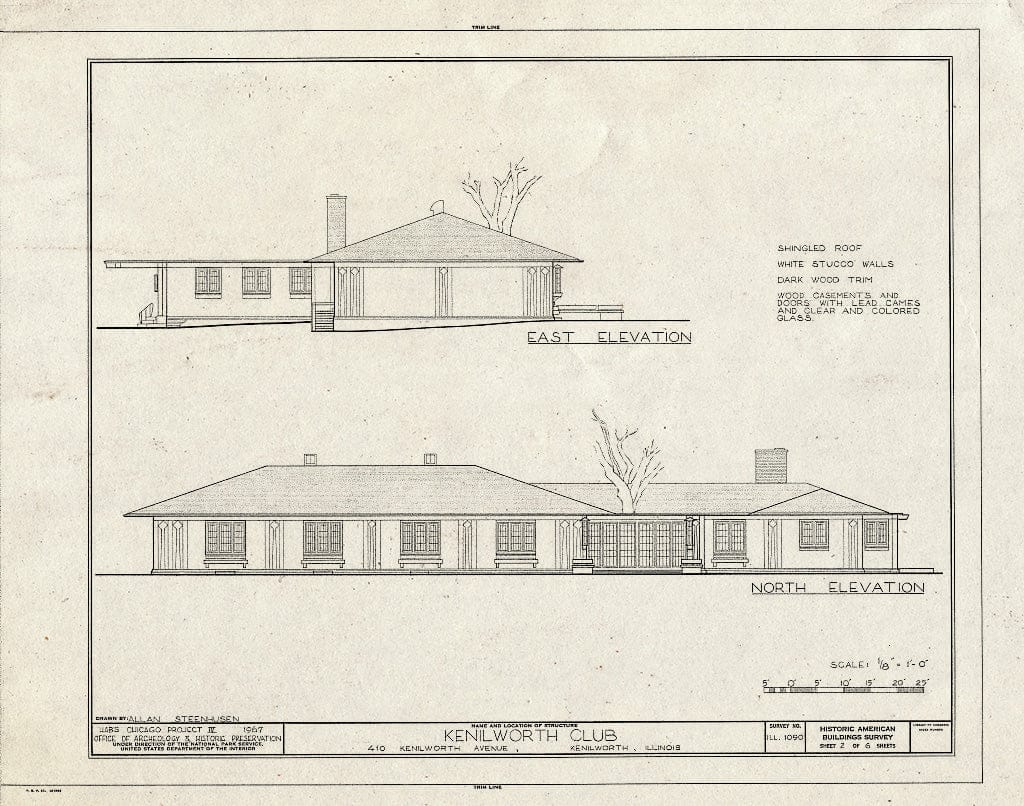 Blueprint HABS Ill,16-KENILL,1- (Sheet 2 of 6) - Kenilworth Club, 10 Kenilworth Avenue, Kenilworth, Cook County, IL