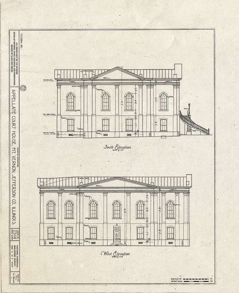 Blueprint HABS Ill,41-Mover,1- (Sheet 2 of 4) - Appellate Court Building, Fourteenth & Main Streets, Mount Vernon, Jefferson County, IL