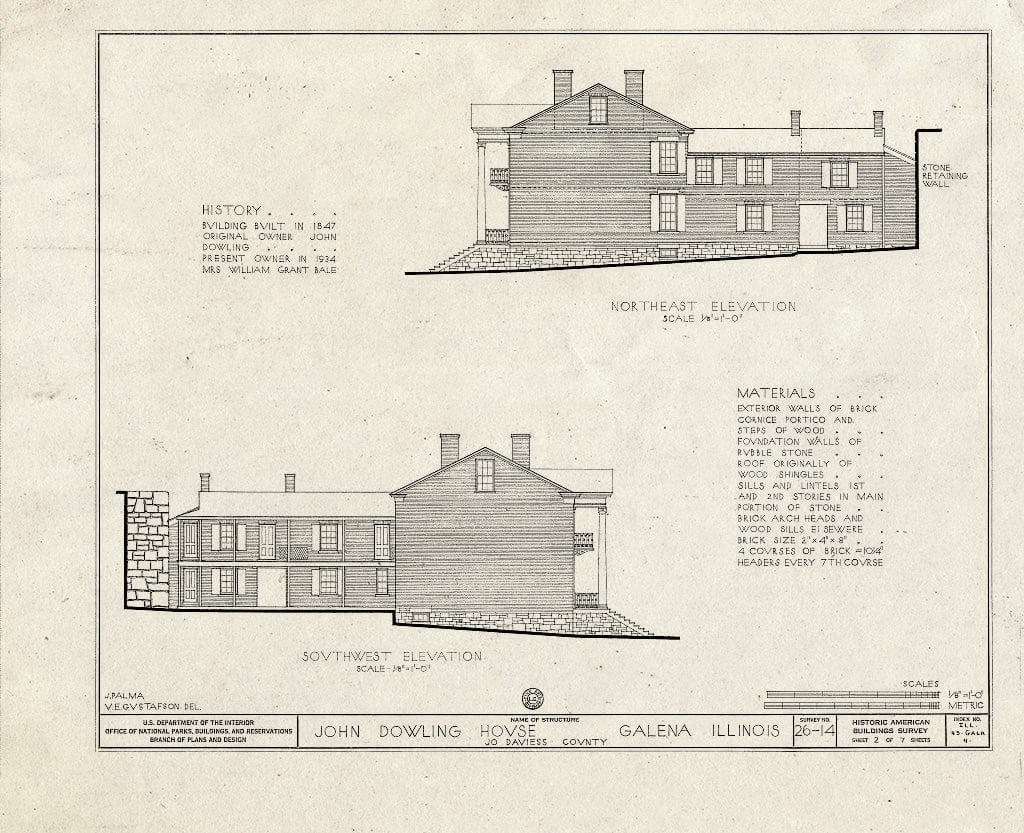 Blueprint HABS Ill,43-Gala,4- (Sheet 2 of 7) - John Dowling House, 120 North Bench Street, Galena, Jo Daviess County, IL