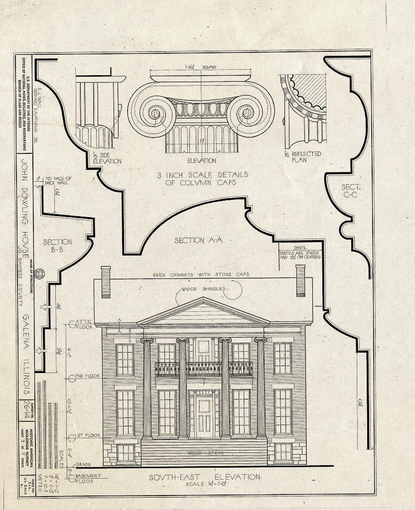 Blueprint HABS Ill,43-Gala,4- (Sheet 3 of 7) - John Dowling House, 120 North Bench Street, Galena, Jo Daviess County, IL