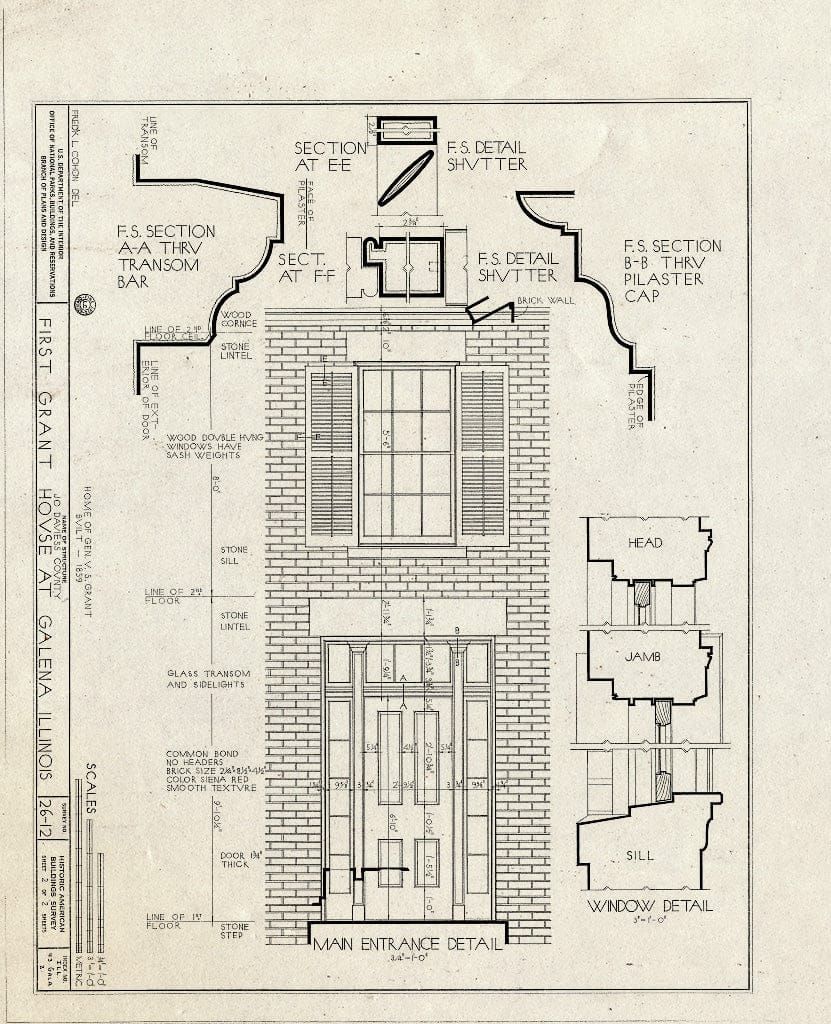 Blueprint HABS Ill,43-Gala,2- (Sheet 2 of 2) - First Grant House, 121 South High Street, Galena, Jo Daviess County, IL
