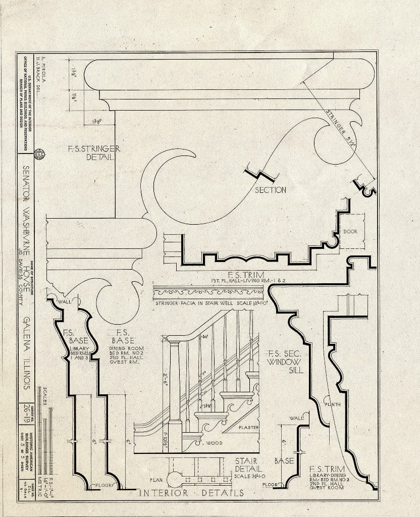 Blueprint HABS Ill,43-Gala,8- (Sheet 5 of 5) - Senator Elihu B. Washburne House, 908 Third Street, Galena, Jo Daviess County, IL