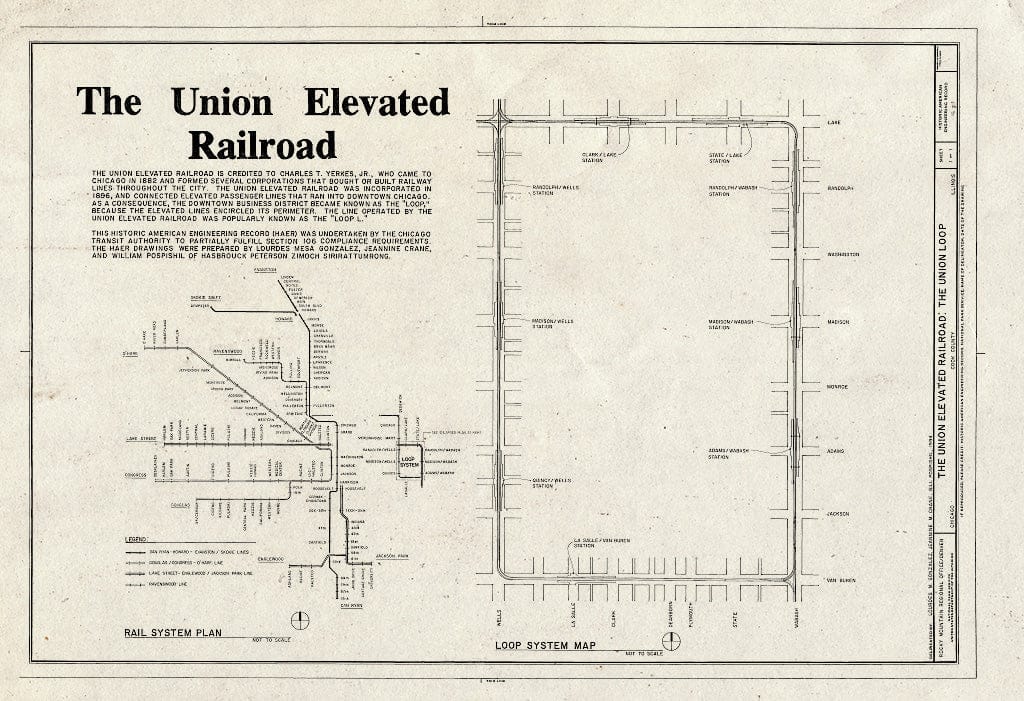 Blueprint HAER Ill,16-CHIG,108- (Sheet 1 of 1) - Union Elevated Railroad, Union Loop, Wells, Van Buren, Lake Streets & Wabash Avenue, Chicago, Cook County, IL