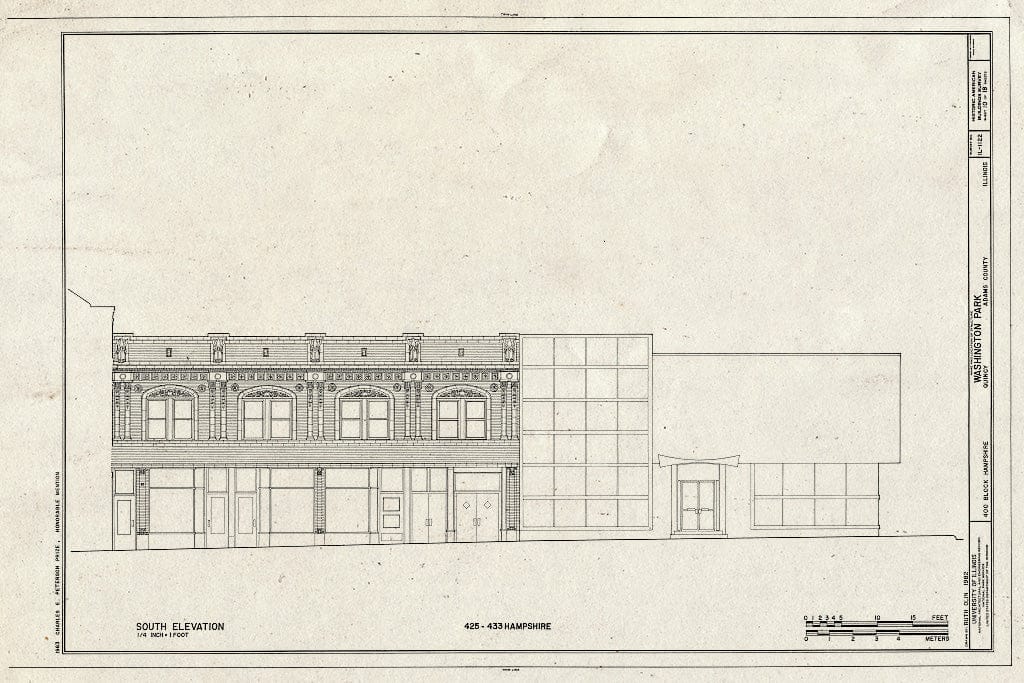 Blueprint HABS Ill,1-QUI,4- (Sheet 10 of 18) - Washington Park (Buildings), Maine, Fourth, Hampshire, Fifth Streets, Quincy, Adams County, IL