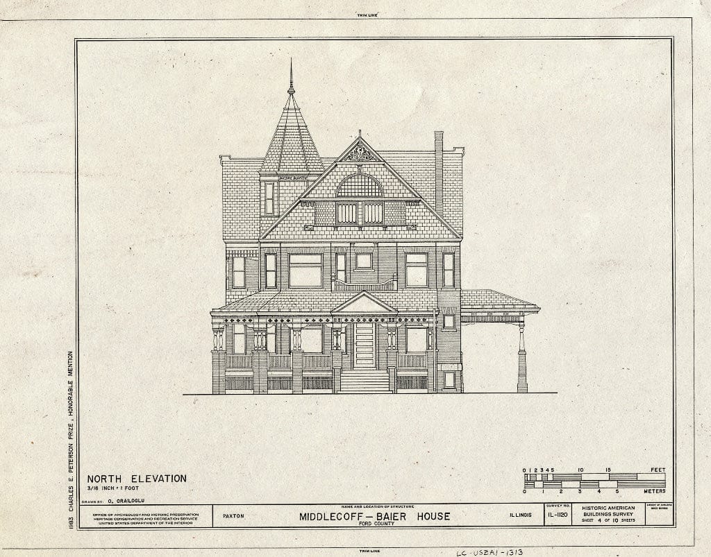 Blueprint HABS Ill,27-Pax,1- (Sheet 4 of 10) - Middlecoff-Baier House, 440 East Pells Street, Paxton, Ford County, IL