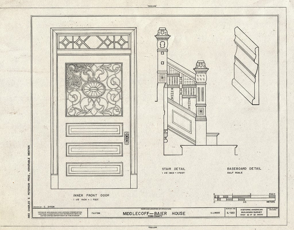 Blueprint HABS Ill,27-Pax,1- (Sheet 10 of 10) - Middlecoff-Baier House, 440 East Pells Street, Paxton, Ford County, IL