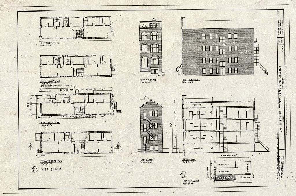 Blueprint HABS Ill,16-CHIG,96A- (Sheet 1 of 1) - 1359 North Paulina Street (Apartment Building), Chicago, Cook County, IL