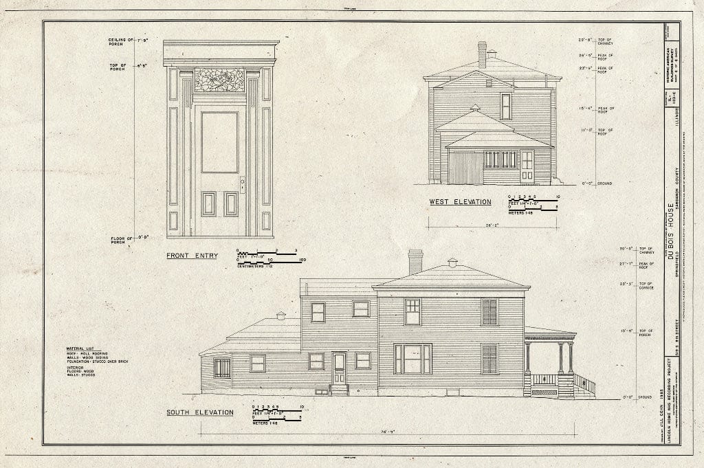 Blueprint HABS Ill,84-SPRIF,2C- (Sheet 4 of 4) - Lincoln Home Site, Dubois House, 519 South Eighth Street, Springfield, Sangamon County, IL
