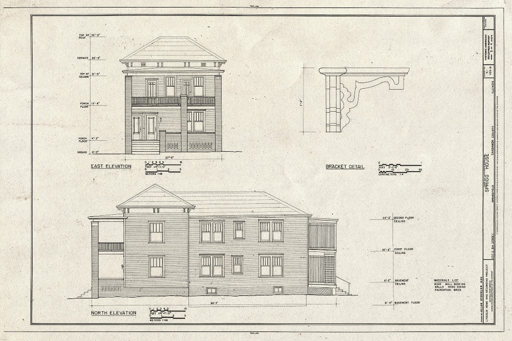 Blueprint HABS Ill,84-SPRIF,2D- (Sheet 3 of 4) - Lincoln Home Site, Sprigg House, 507 South Eighth Street, Springfield, Sangamon County, IL