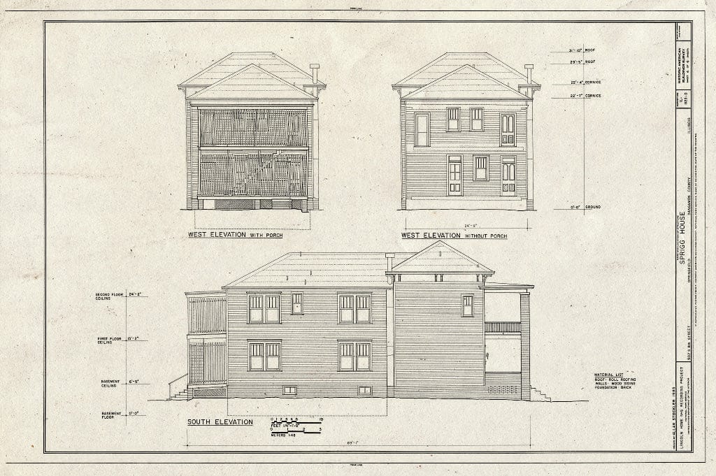 Blueprint HABS Ill,84-SPRIF,2D- (Sheet 4 of 4) - Lincoln Home Site, Sprigg House, 507 South Eighth Street, Springfield, Sangamon County, IL