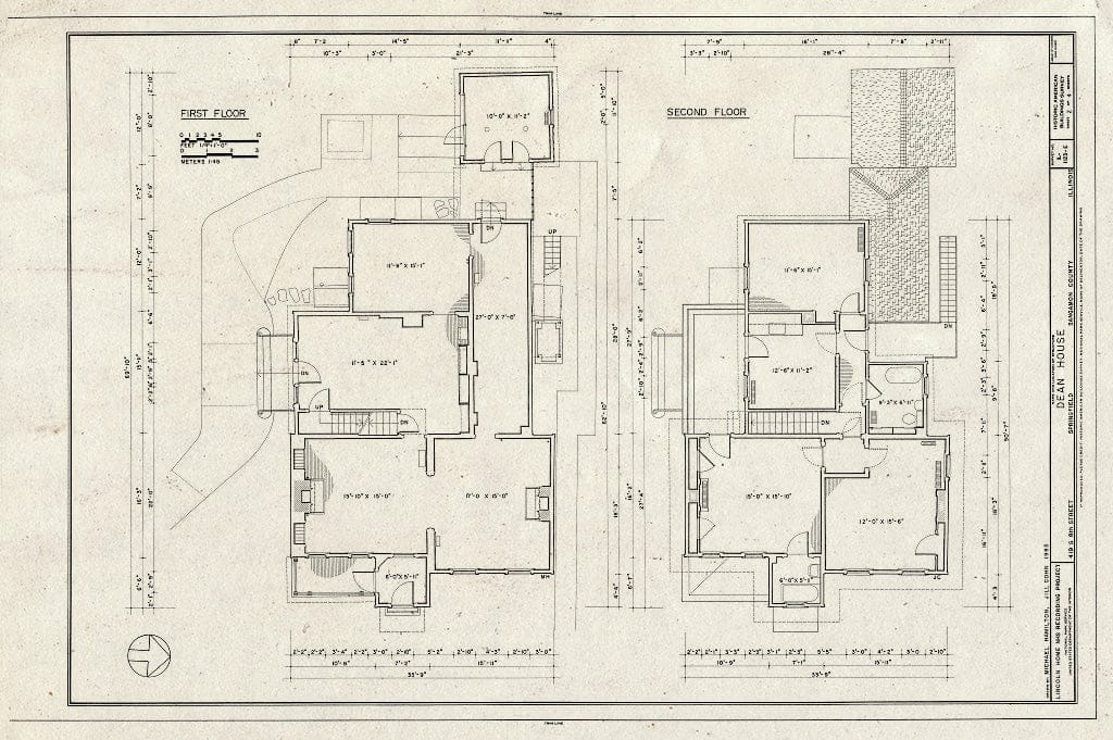 Blueprint HABS Ill,84-SPRIF,2E- (Sheet 2 of 4) - Lincoln Home Site, Dean House, 419 South Eighth Street, Springfield, Sangamon County, IL