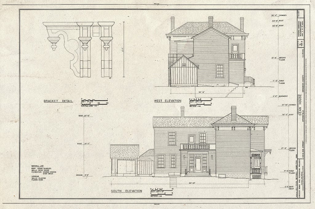 Blueprint HABS Ill,84-SPRIF,2E- (Sheet 4 of 4) - Lincoln Home Site, Dean House, 419 South Eighth Street, Springfield, Sangamon County, IL