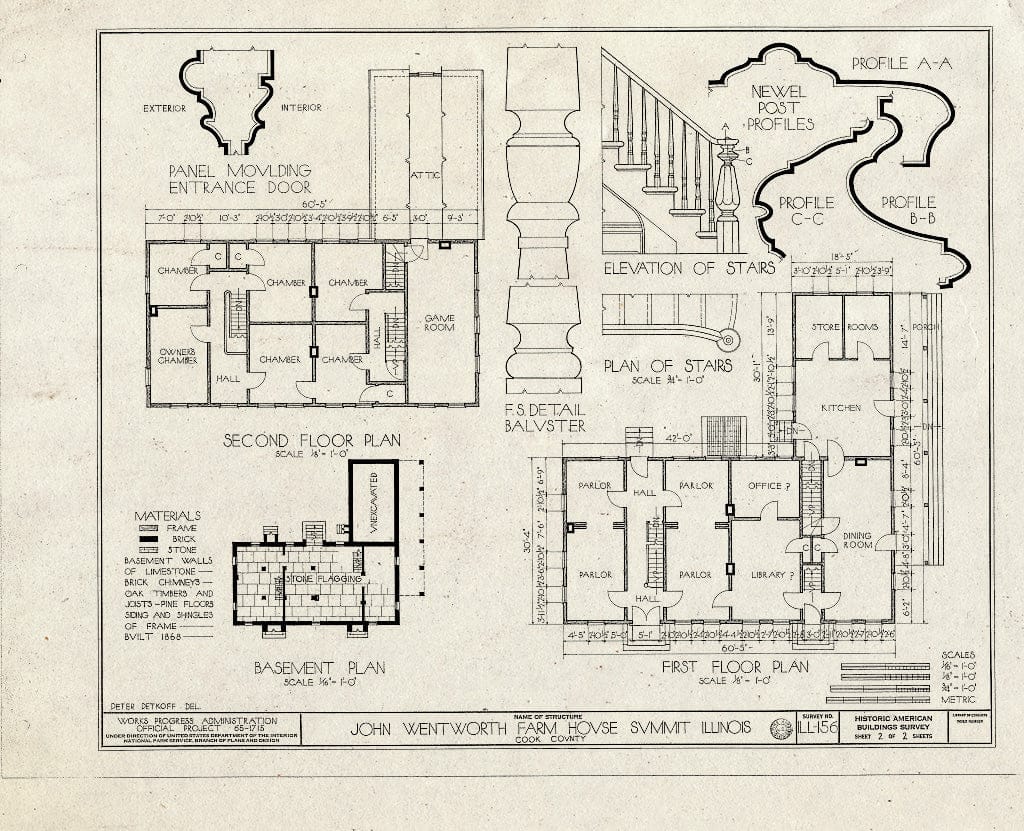 Blueprint HABS Ill,16-Sum,1- (Sheet 2 of 2) - John Wentworth Farmhouse, Chicago, Cook County, IL