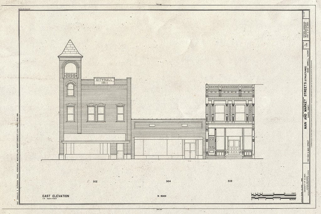 Blueprint HABS ILL,8-MTCAR,1- (sheet 5 of 15) - Main & Market Streets (Structures), Courthouse Square, Main, Market, Center, Clay & Broadway, Mount Carroll, Carroll County, IL