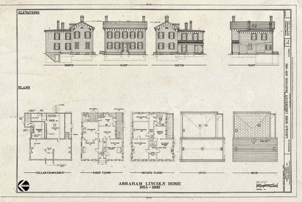 Blueprint HABS Ill,84-SPRIF,2K- (Sheet 6 of 6) - Lincoln Home Site, Chronology Drawings, 1839-1986, Jackson & Eighth Streets, Springfield, Sangamon County, IL