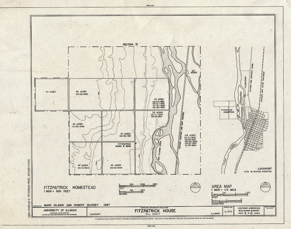 Blueprint HABS Ill,99-Lock,10- (Sheet 2 of 15) - Fitzpatrick House, West boundry of Lockport, 20 Miles Southwest of Chicago, Lockport, Will County, IL