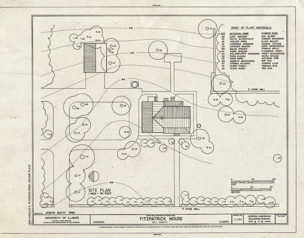 Blueprint HABS Ill,99-Lock,10- (Sheet 3 of 15) - Fitzpatrick House, West boundry of Lockport, 20 Miles Southwest of Chicago, Lockport, Will County, IL