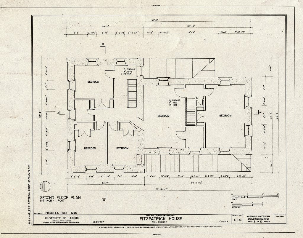 Blueprint HABS Ill,99-Lock,10- (Sheet 6 of 15) - Fitzpatrick House, West boundry of Lockport, 20 Miles Southwest of Chicago, Lockport, Will County, IL