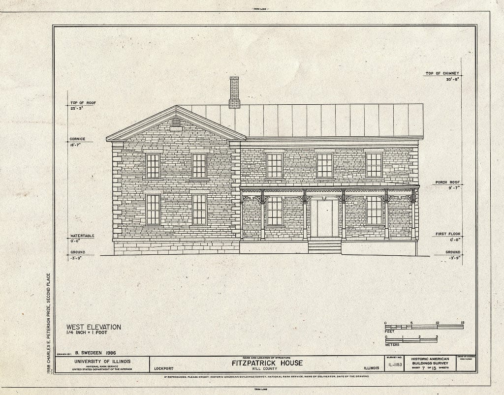 Blueprint HABS Ill,99-Lock,10- (Sheet 7 of 15) - Fitzpatrick House, West boundry of Lockport, 20 Miles Southwest of Chicago, Lockport, Will County, IL