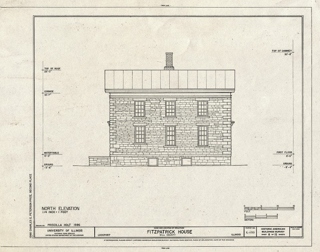 Blueprint HABS Ill,99-Lock,10- (Sheet 8 of 15) - Fitzpatrick House, West boundry of Lockport, 20 Miles Southwest of Chicago, Lockport, Will County, IL