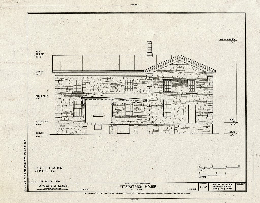 Blueprint HABS Ill,99-Lock,10- (Sheet 9 of 15) - Fitzpatrick House, West boundry of Lockport, 20 Miles Southwest of Chicago, Lockport, Will County, IL