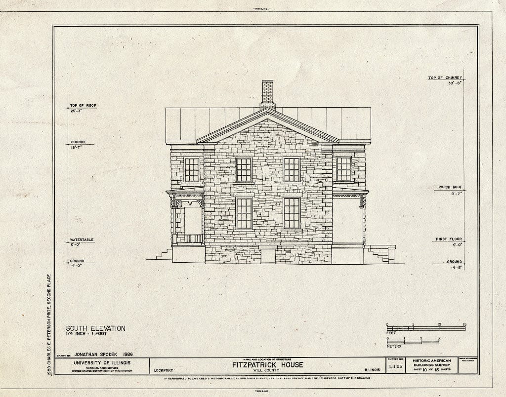Blueprint HABS Ill,99-Lock,10- (Sheet 10 of 15) - Fitzpatrick House, West boundry of Lockport, 20 Miles Southwest of Chicago, Lockport, Will County, IL