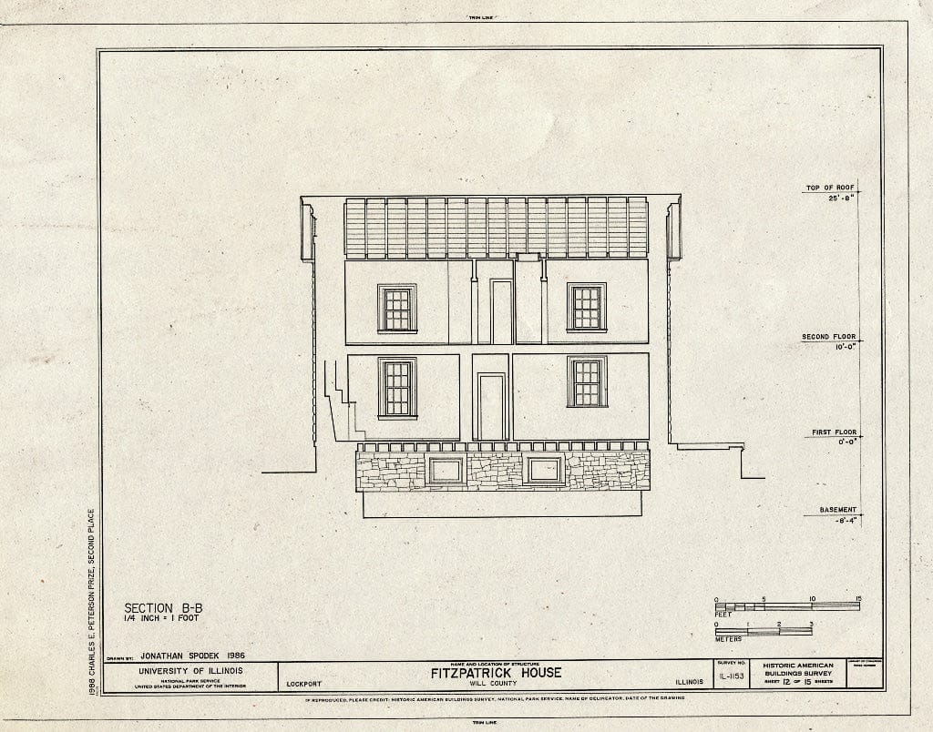 Blueprint HABS Ill,99-Lock,10- (Sheet 12 of 15) - Fitzpatrick House, West boundry of Lockport, 20 Miles Southwest of Chicago, Lockport, Will County, IL