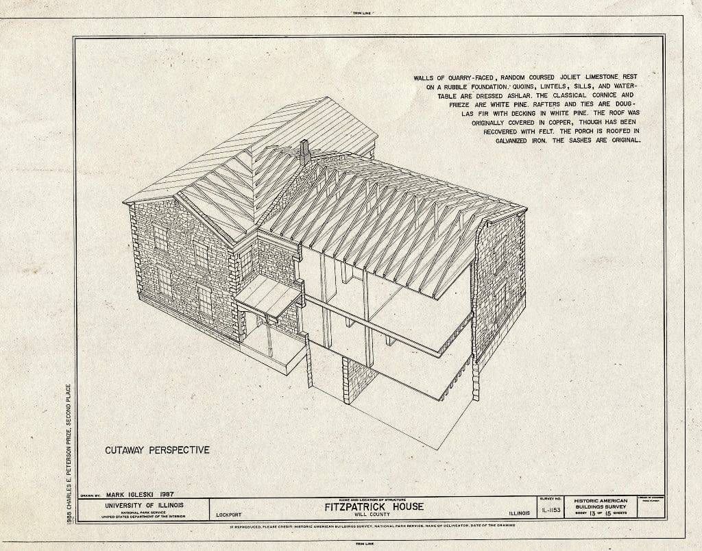 Blueprint HABS Ill,99-Lock,10- (Sheet 13 of 15) - Fitzpatrick House, West boundry of Lockport, 20 Miles Southwest of Chicago, Lockport, Will County, IL